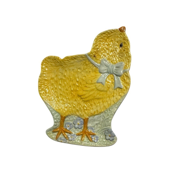 Baby Chic Global Design Ceramic Yellow Chicken Plates Large Spoon Rest - Picture 1 of 4